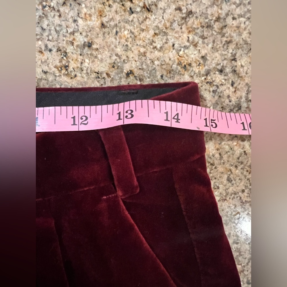 The Kooples Burgundy Velvet Slim Pants Trousers Size 38 NWT - Picture 4 of 12